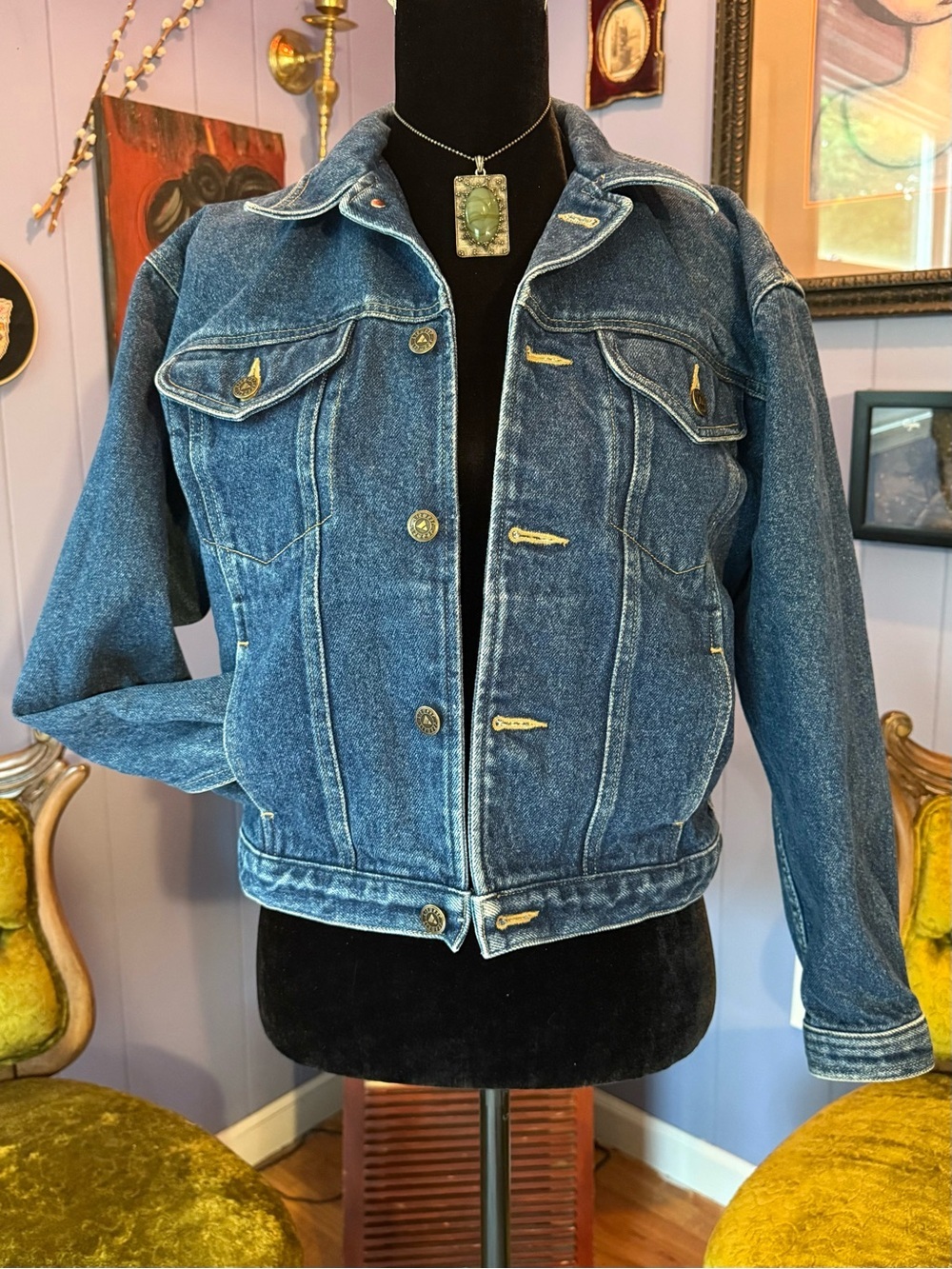 Vintage 90s Liz Claiborne Lizwear Cropped Denim Jacket Size S